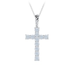 Classic Encrusted 3mm Round Cross Pendant