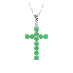 Classic Encrusted 3mm Round Cross Pendant