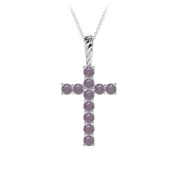 Classic Encrusted 3mm Round Cross Pendant