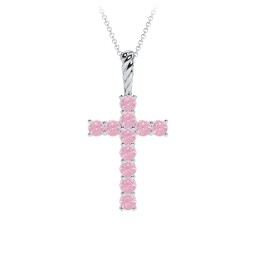 Classic Encrusted 3mm Round Cross Pendant