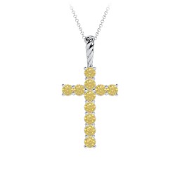 Classic Encrusted 3mm Round Cross Pendant