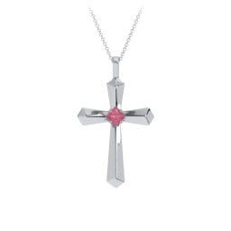 Flared Cross Pendant with Princess Stone