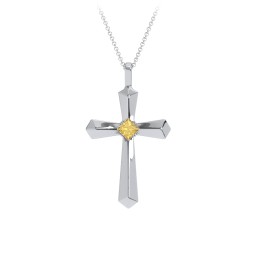 Flared Cross Pendant with Princess Stone