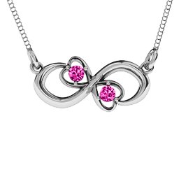 Two Hearts Infinity Pendant in 925 Sterling Silver with Pink Tourmaline