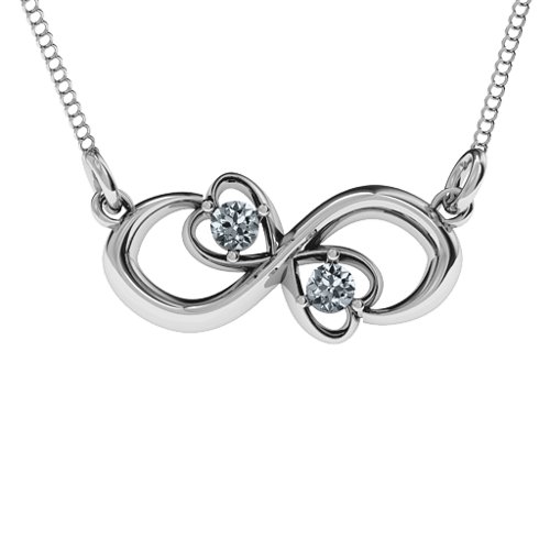 Two Hearts Infinity Pendant – Sterling Silver with Diamond