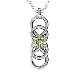 Sisters Interlocked Infinity Pendant in 925 Sterling Silver with Peridot