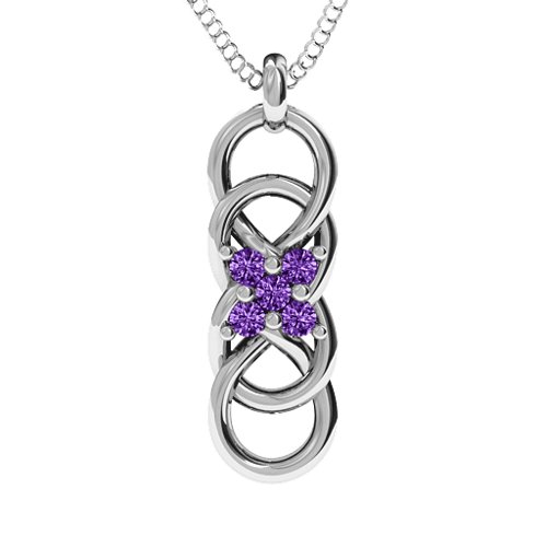 Sisters Interlocked Infinity Pendant – Sterling Silver with Amethyst