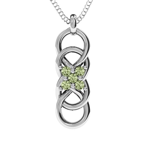 Sisters Interlocked Infinity Pendant – Sterling Silver with Peridot