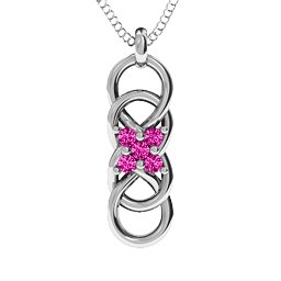 Sisters Interlocked Infinity Pendant in 925 Sterling Silver with Pink Tourmaline