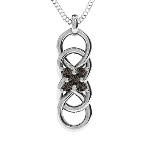 Sisters Interlocked Infinity Pendant – Sterling Silver with Smokey Quartz