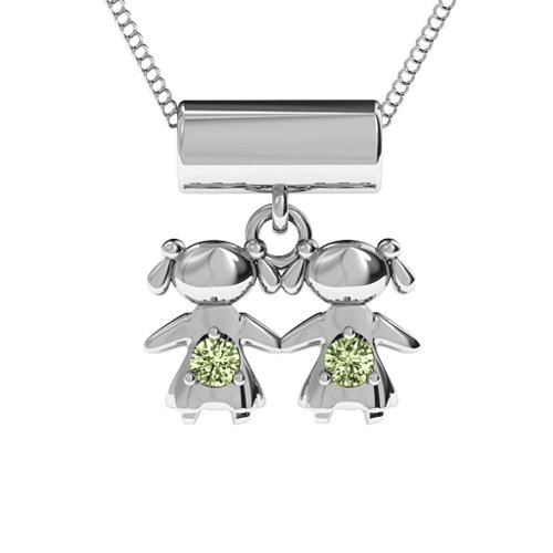 Sisters or Daughters Character Pendant – Sterling Silver with Peridot
