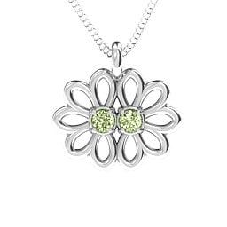 Sister's Flower Pendant in 925 Sterling Silver with Peridot