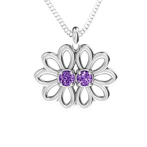 Sister's Flower Pendant – Sterling Silver with Amethyst