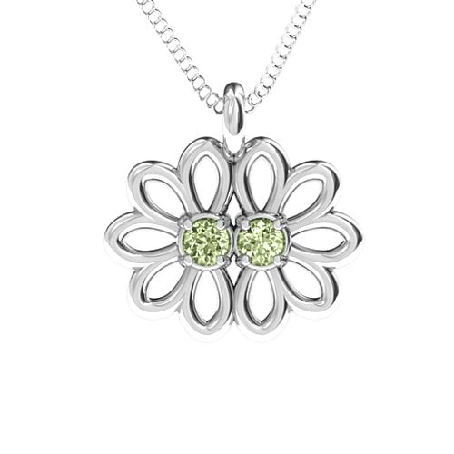 Sister's Flower Pendant – Sterling Silver with Peridot