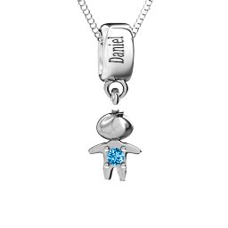Happy Boy Pendant in 925 Sterling Silver with Blue Topaz