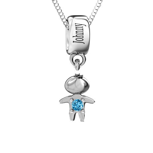 Happy Boy Pendant – Sterling Silver with Blue Topaz