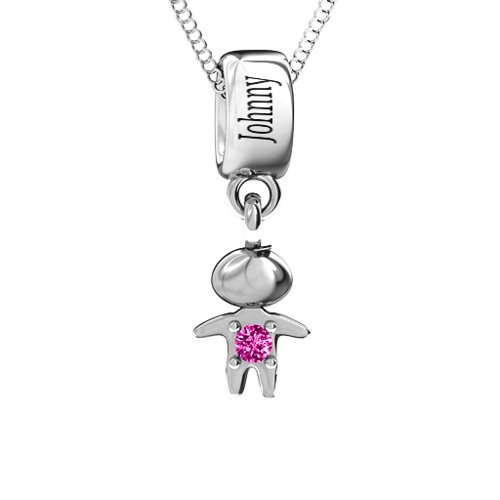 Happy Boy Pendant – Sterling Silver with Pink Tourmaline