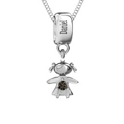 Happy Girl Pendant in 925 Sterling Silver with Smokey Quartz