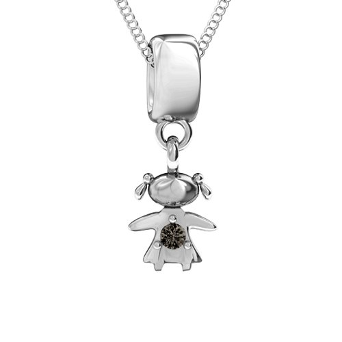 Happy Girl Pendant – Sterling Silver with Smokey Quartz