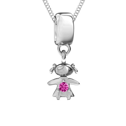 Happy Girl Pendant – Sterling Silver with Pink Tourmaline