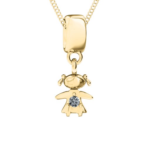 Happy Girl Pendant – 10K Yellow Gold with Cubic Zirconia