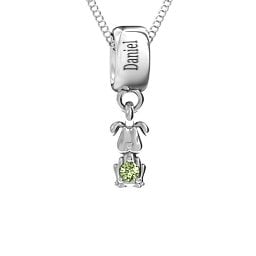 Happy Dog Pendant in 925 Sterling Silver with Peridot