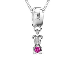 Happy Dog Pendant in 925 Sterling Silver with Pink Tourmaline