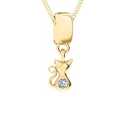 Happy Cat Pendant in 10K Solid Yellow Gold