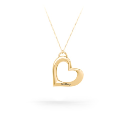 Tilted Heart Pendant – 10K Yellow Gold