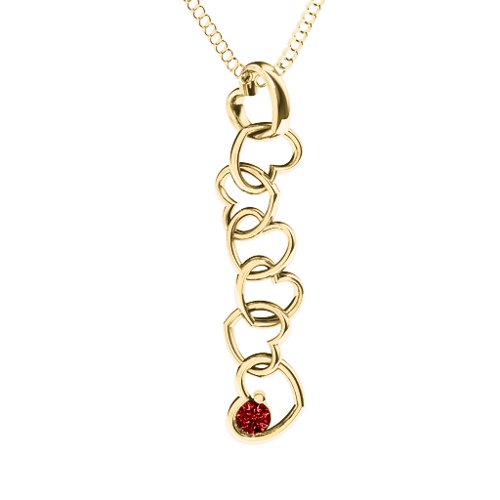 Falling in Love Pendant – 18K Gold Plated Silver with Garnet