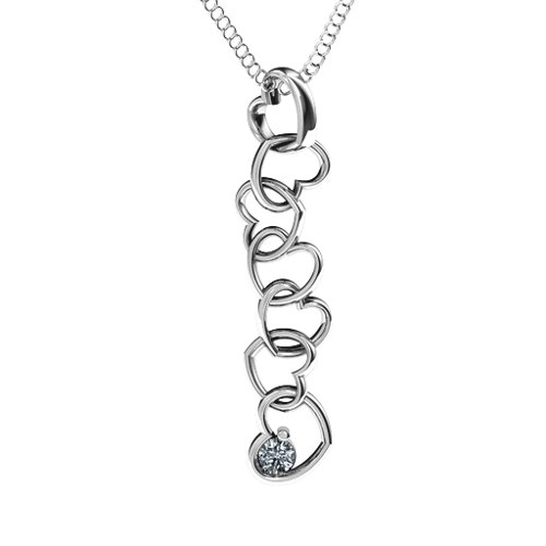Falling in Love Pendant – Sterling Silver with Cubic Zirconia