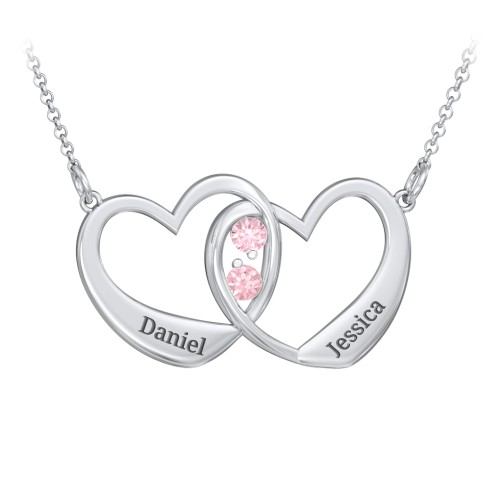 Merging Hearts Pendant – Sterling Silver with Pink Tourmaline
