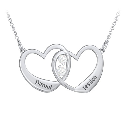 Merging Hearts Pendant – Sterling Silver with Diamond