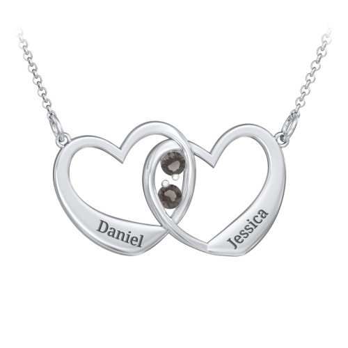 Merging Hearts Pendant – Sterling Silver with Smokey Quartz