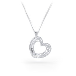 Engravable Filigree Heart Pendant with Birthstones