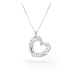 Engravable Filigree Heart Pendant with Birthstones