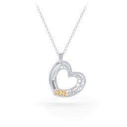 Engravable Filigree Heart Pendant with Birthstones