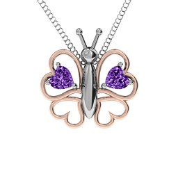 Love Butterfly Pendant in 925 Sterling Silver with Amethyst