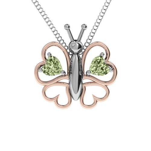 Love Butterfly Pendant – Sterling Silver with Peridot