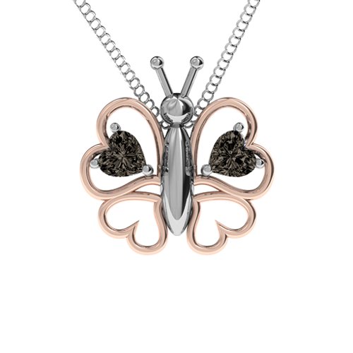 Love Butterfly Pendant – Sterling Silver with Smokey Quartz