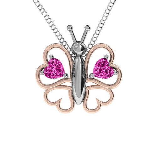 Love Butterfly Pendant – Sterling Silver with Pink Tourmaline