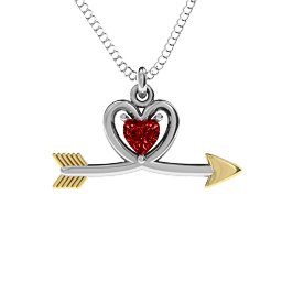 Heart & Arrow Pendant in 925 Sterling Silver with Garnet