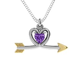 Heart & Arrow Pendant in 925 Sterling Silver with Amethyst