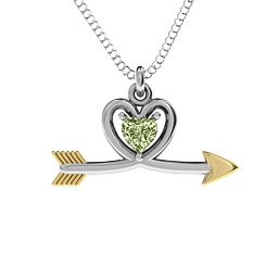 Heart & Arrow Pendant in 925 Sterling Silver with Peridot