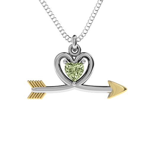 Heart & Arrow Pendant – Sterling Silver with Peridot
