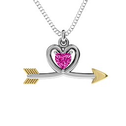 Heart & Arrow Pendant in 925 Sterling Silver with Pink Tourmaline