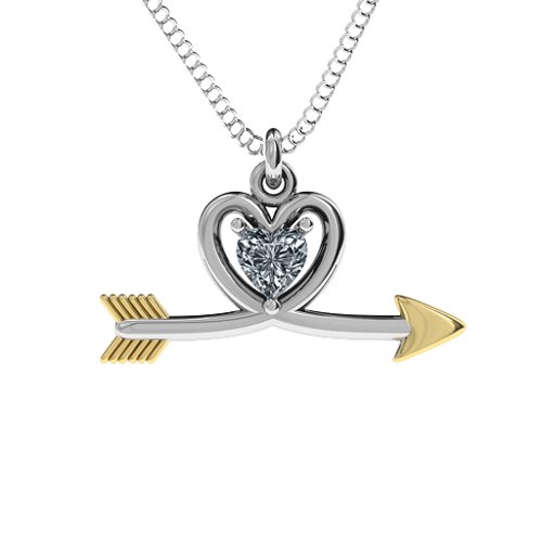 Heart & Arrow Pendant – Sterling Silver with Diamond