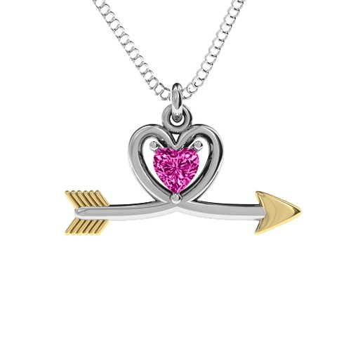 Heart & Arrow Pendant – Sterling Silver with Pink Tourmaline