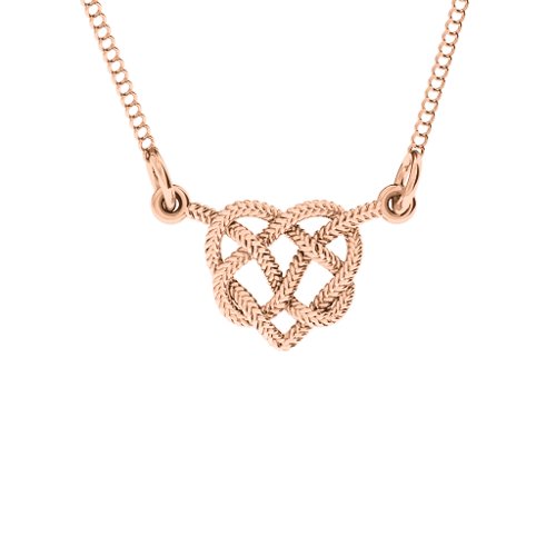 Braided Heart Knot Pendant – 10K Rose Gold