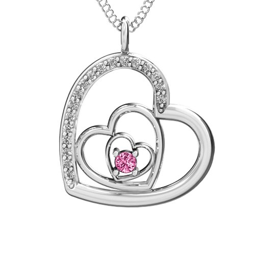 Hearts in Hearts Pendant – Sterling Silver with Pink Tourmaline and White Premium Zirconia